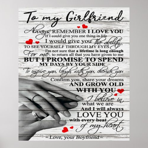Love Quote For Girlfriend  Matching couple gift Poster