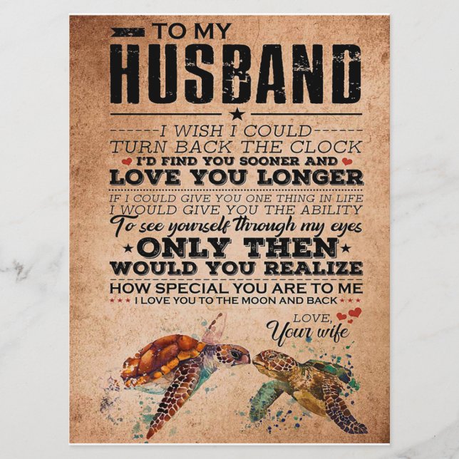 Love Quote For Husband Gift Idea, Husband Birthday Menu (Front)
