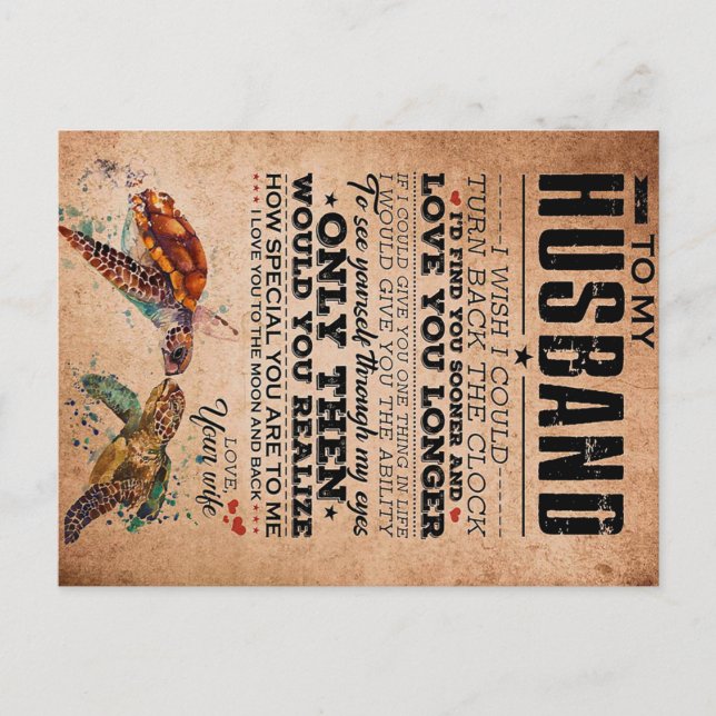 Love Quote For Husband Gift Idea, Husband Birthday Postcard (Front)