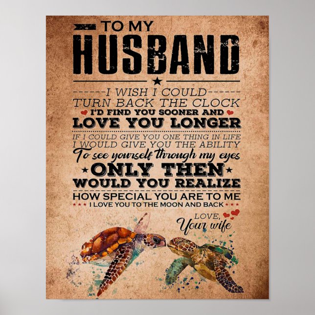Love Quote For Husband Gift Idea, Husband Birthday Poster (Front)
