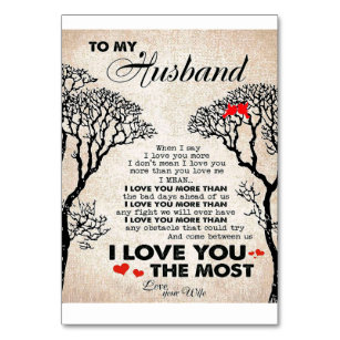 Love Quote For Husband Gift Idea, Husband Birthday Table Number