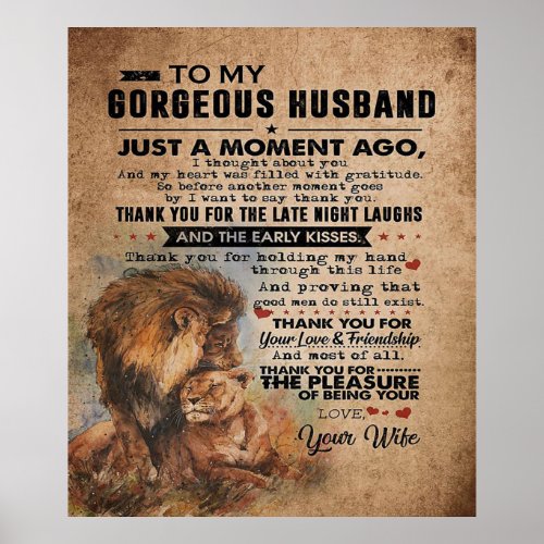 Love Quote For Husband  Lovely Gift Poster
