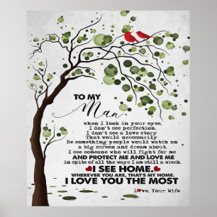 Love Quote For Husband To My Man Gift Poster