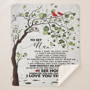 Love Quote For Husband To My Man Gift Sherpa Blanket