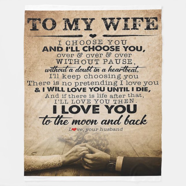 Love Quote For Wife | Best and Perfect Gift Fleece Blanket (Front)