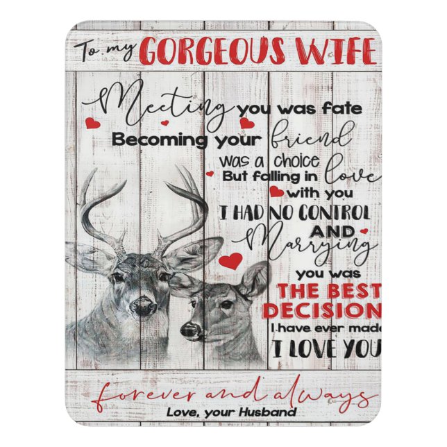 Love Quote For Wife Birthday, Wife Couple Wedding Door Sign (Contemporary Vert)