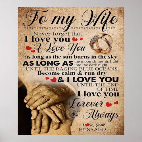 Love Quote For Wife  Cute Family Gift Poster