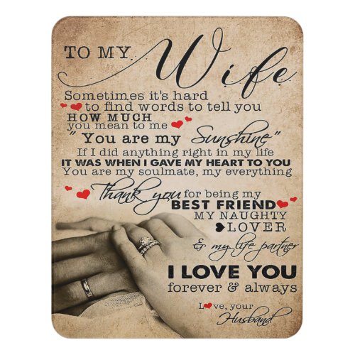 Love Quote For Wife  Home Decor Gift Door Sign