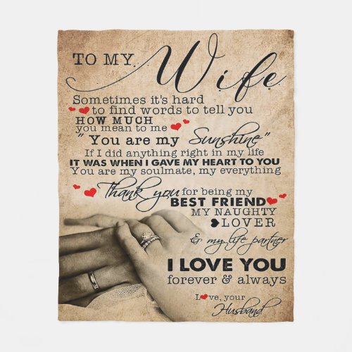 Love Quote For Wife  Home Decor Gift Fleece Blanket