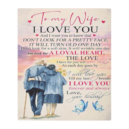 Love Quote For Wife  Lovely Gift Metal Print