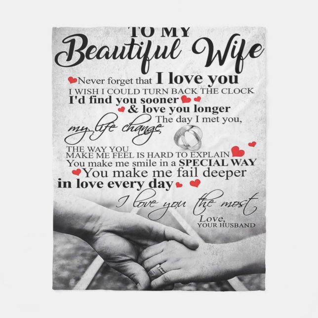Love Quote For Wife | Matching Couples Gift Fleece Blanket (Front)