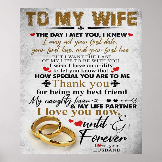 Love Quote For Wife | Matching Couples Gift Poster (Front)