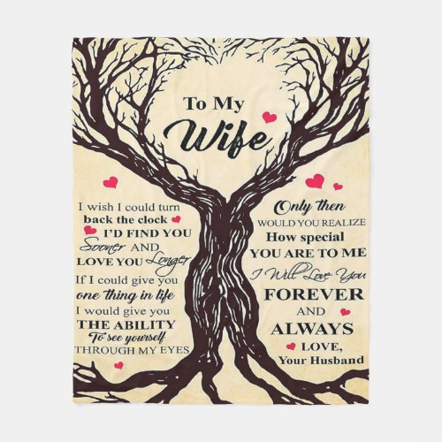 Love Quote For Wife  Retro nd Vintage Gift Fleece Blanket