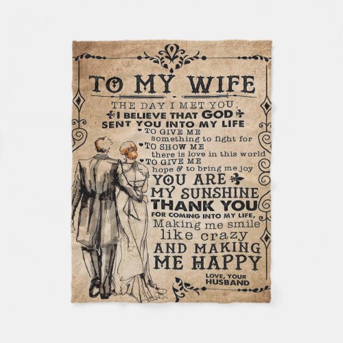 Love Quote For Wife  Trendy Present For Wife Fleece Blanket