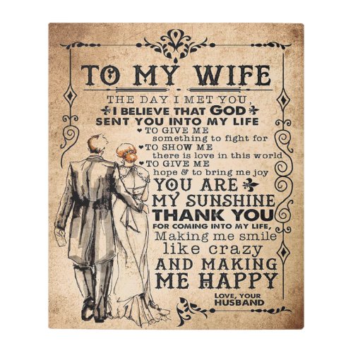 Love Quote For Wife  Trendy Present For Wife Metal Print