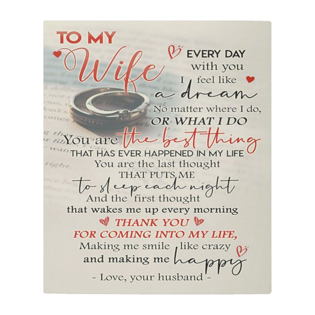 Love Quote For Wife | Trendy Present For Wife Metal Print (Front)