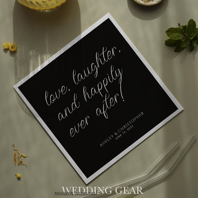 Love Quote Minimal Typographic Black Cocktail Napkins (Creator Uploaded)