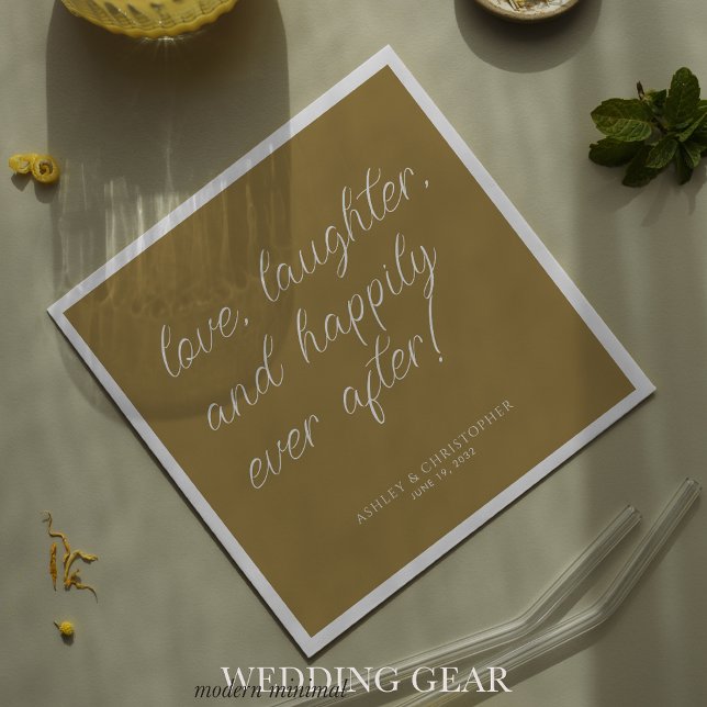 Love Quote Minimal Typographic Gold Cocktail Napkins (Creator Uploaded)