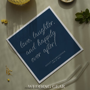 Love Quote Minimal Typographic Navy Blue Cocktail Napkins