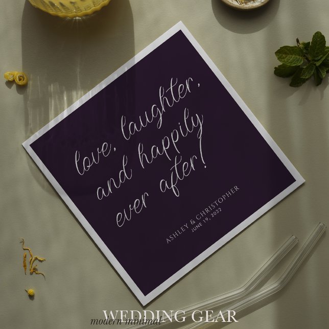 Love Quote Minimal Typographic Purple Cocktail Napkins (Creator Uploaded)