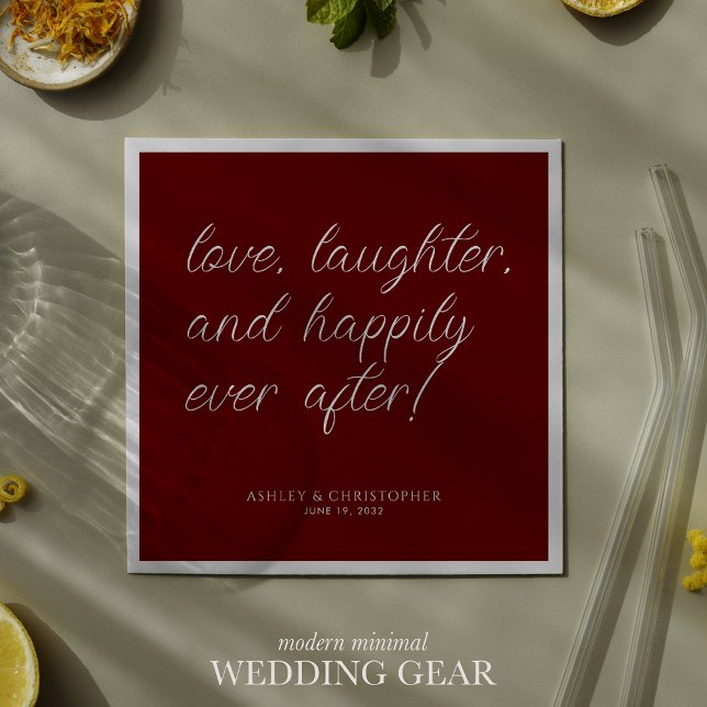 Love Quote Minimal Typographic Red Cocktail Napkins (Creator Uploaded)