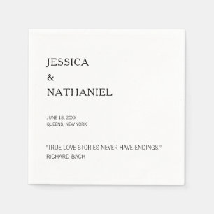 Love Quote Modern Black and White Wedding Napkins
