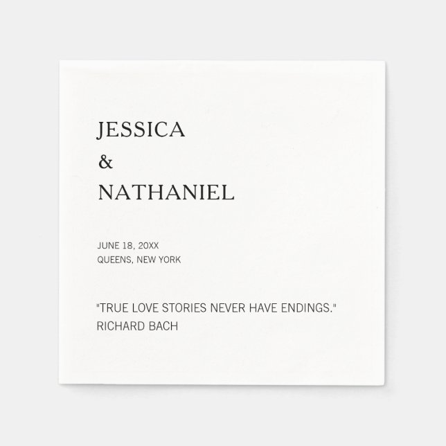 Love Quote Modern Black and White Wedding Napkins (Front)