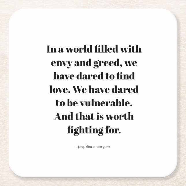 Love quote square paper coaster (Front)