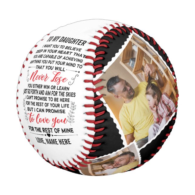 Love Quote To My Daughter with Custom 4 Photos Baseball (Angled)