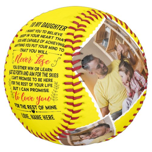 Love Quote To My Daughter with Custom 4 Photos Softball
