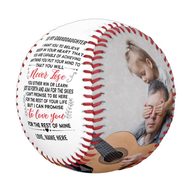 Love Quote To My Granddaughter with Custom 2 Photo Baseball (Angled)