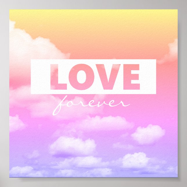 love quote typography poster pink clouds (Front)