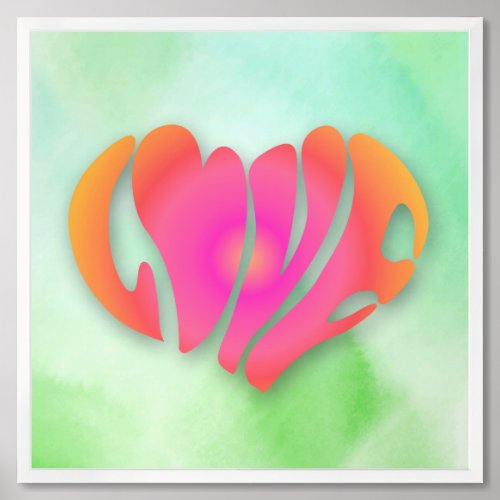 Love Quote Valentines Day Pink Heart Text Framed Art