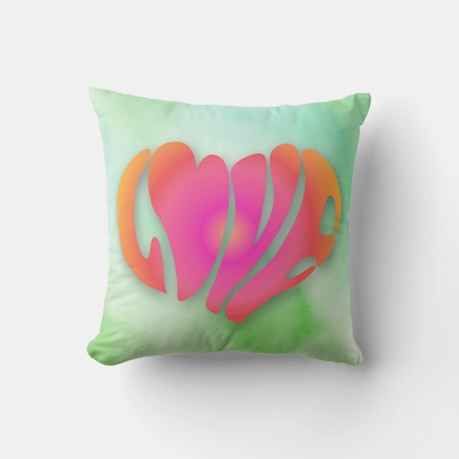 Love Quote Valentine's Day Pink Heart Text Throw Pillow (Front)