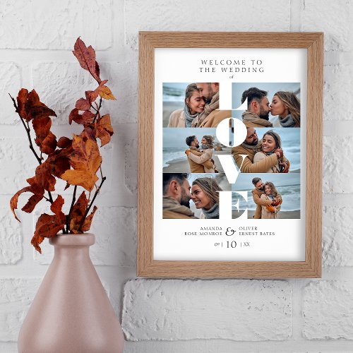 Love Quote White Collage Welcome Wedding 6 Photos Poster