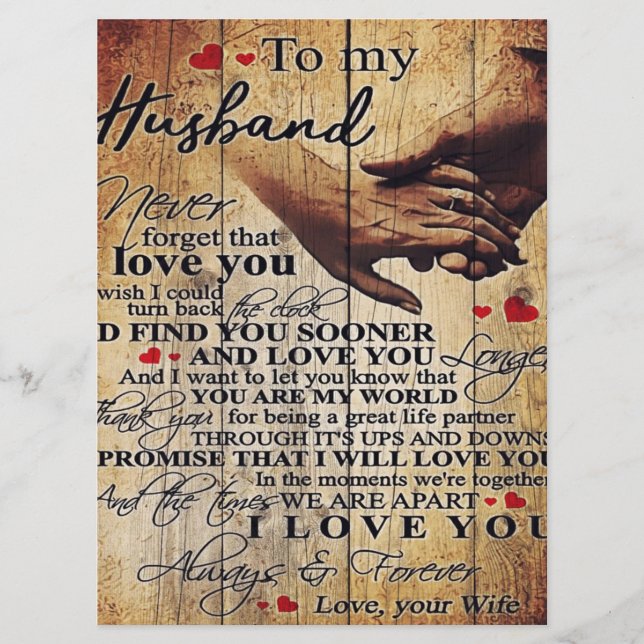 Love Quotes Gift | To My Husband Present | Menu (Front)