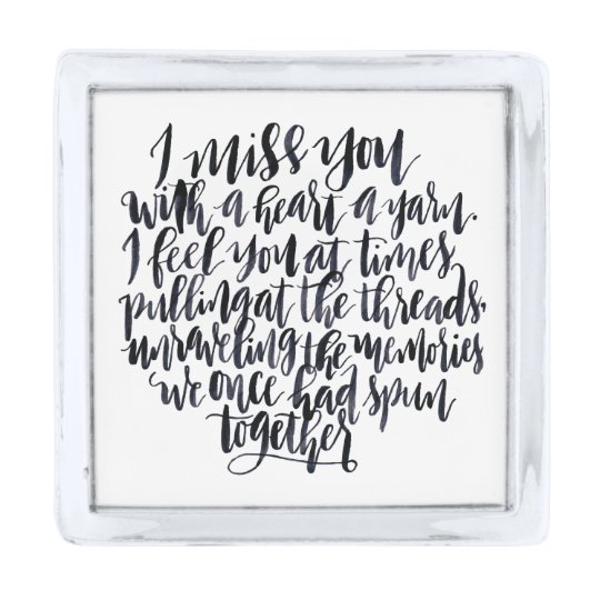 Love Quotes I Miss You With A Heart Of Yarn Silver Finish Lapel