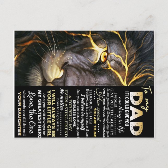 Love Quotes Letter, To My Dad Gift, Announcement Postcard (Front)