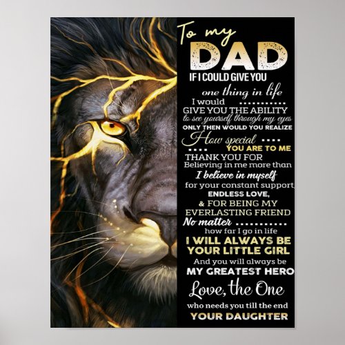 Love Quotes Letter To My Dad Gift Poster