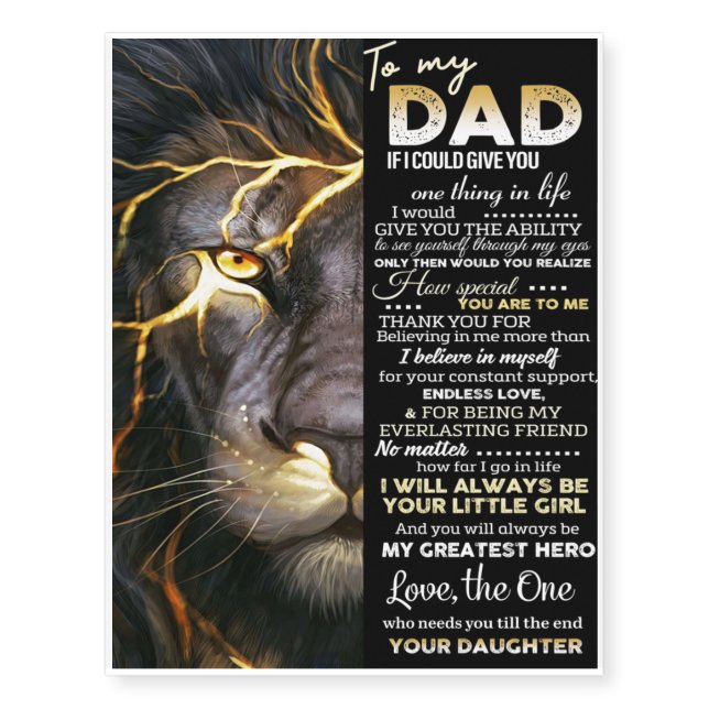 Love Quotes Letter, To My Dad Gift, Temporary Tattoos (Front)