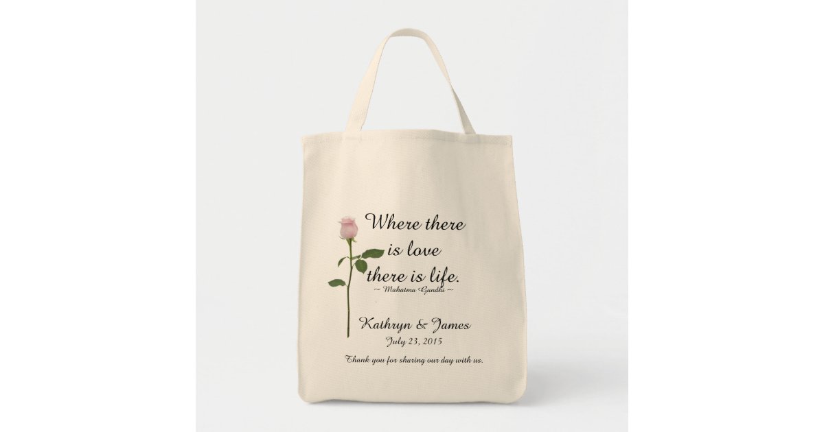 Love Quotes W Pink Rose Wedding Welcome Bags Zazzle Com