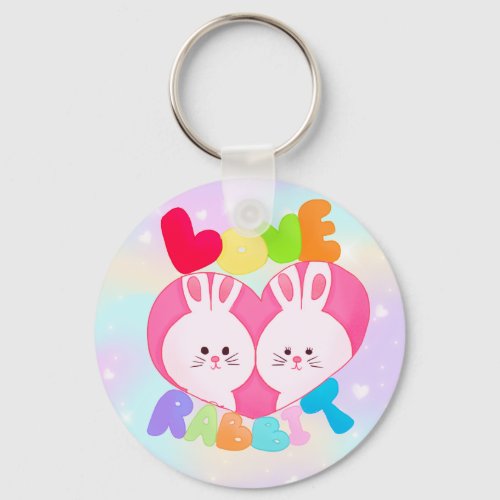 Love Rabbit Round KeyChain