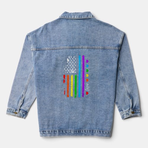 Love Rainbow American Flag Lgbt Equality Lgbt Prid Denim Jacket
