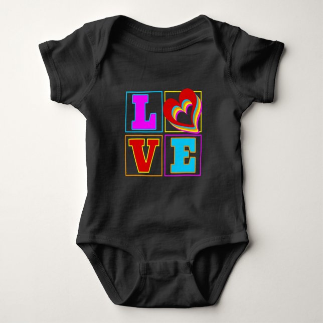 LOVE RAINBOW COLORFUL HEARTS  BABY BODYSUIT (Front)