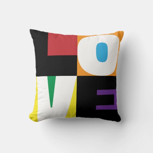 Love Rainbow Colors Clean_Cut Letter Art Design Throw Pillow