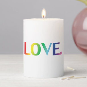 Love rainbow colors gradient modern typography pillar candle
