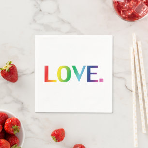 Love, rainbow colors pride lgbt lgbtq gay queer napkins