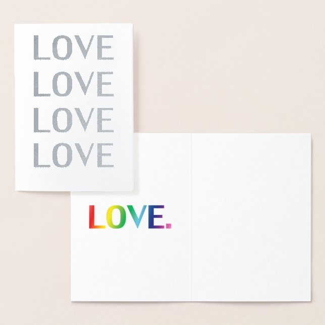 Love rainbow colors typography modern foil card (Display)