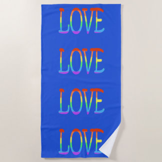 Love Rainbow Colors Word Beach Towels