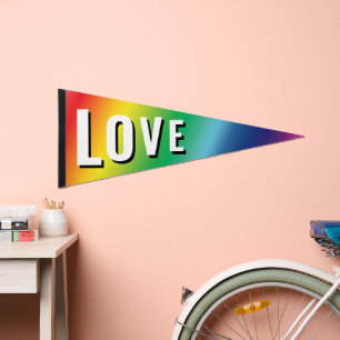 Love rainbow gradient modern shadow typography pennant flag